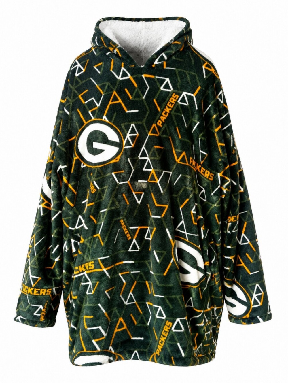 💚💛 Green Bay Packers Sherpa Bloncho Hoodie Wearable Blanket Cathay NFL OS